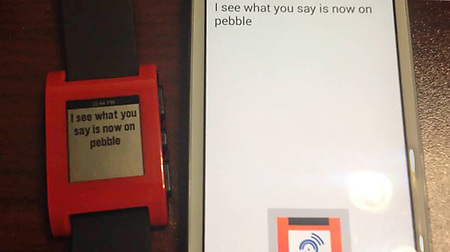 Pebble Watch displaying captions