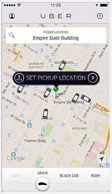 Uber App - Selecting pickup point